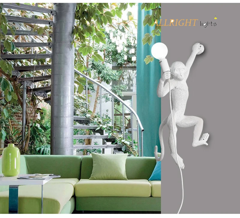 Nordic Modern Resin Monkey E27 LED Wall lamp Creative Monkey Living Room LED Wall Light Bedroom Wall Lighting
