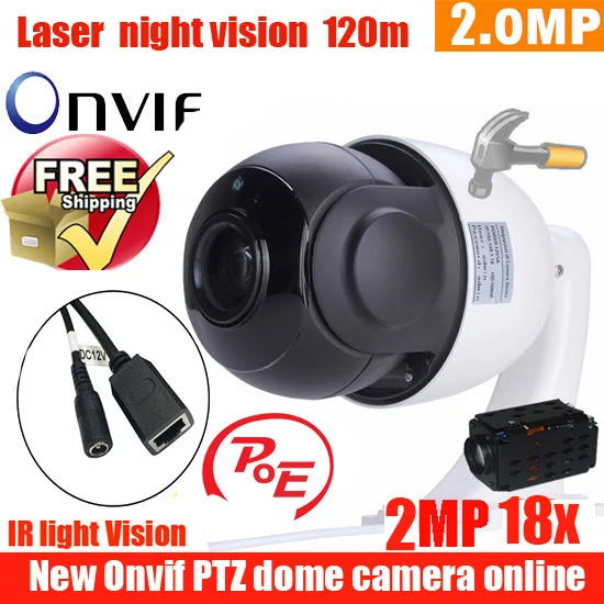 1080P 2MP PTZ POE IP Camera Outdoor Onvif 18X ZOOM Waterproof Mini Speed Dome Camera 2MP H.264 IR Laser Infrared Lamp IR 120M
1080P 2MP PTZ POE IP Camera Outdoor Onvif 18X ZOOM Waterproof Mini Speed Dome Camera 2MP H.264 IR Laser Infrared Lamp IR 120M