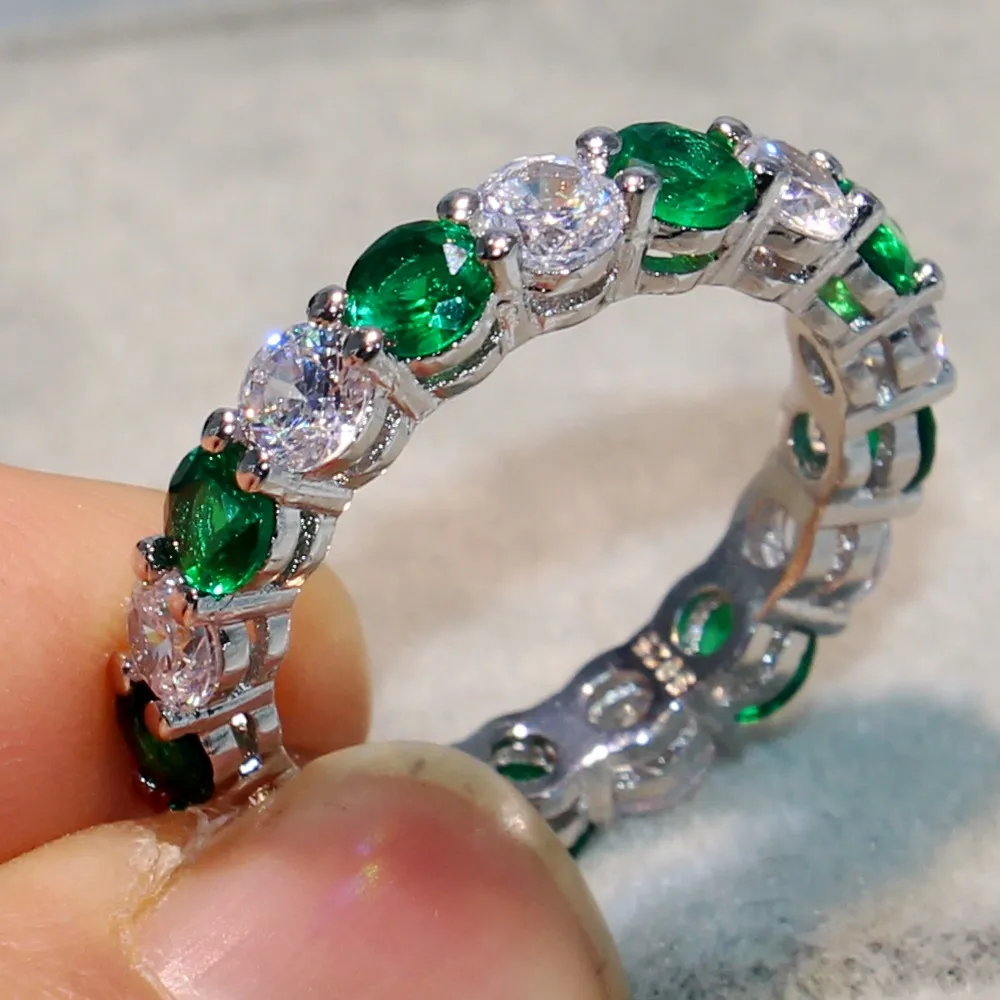 Brand New Fashion Jewelry 925 Sterling Silver Claw Setting White&Green Cubic Zirconia CZ Women Wedding Band Finger Ring Gift
Brand New Fashion Jewelry 925 Sterling Silver Claw Setting White&Green Cubic Zirconia CZ Women Wedding Band Finger Ring Gift