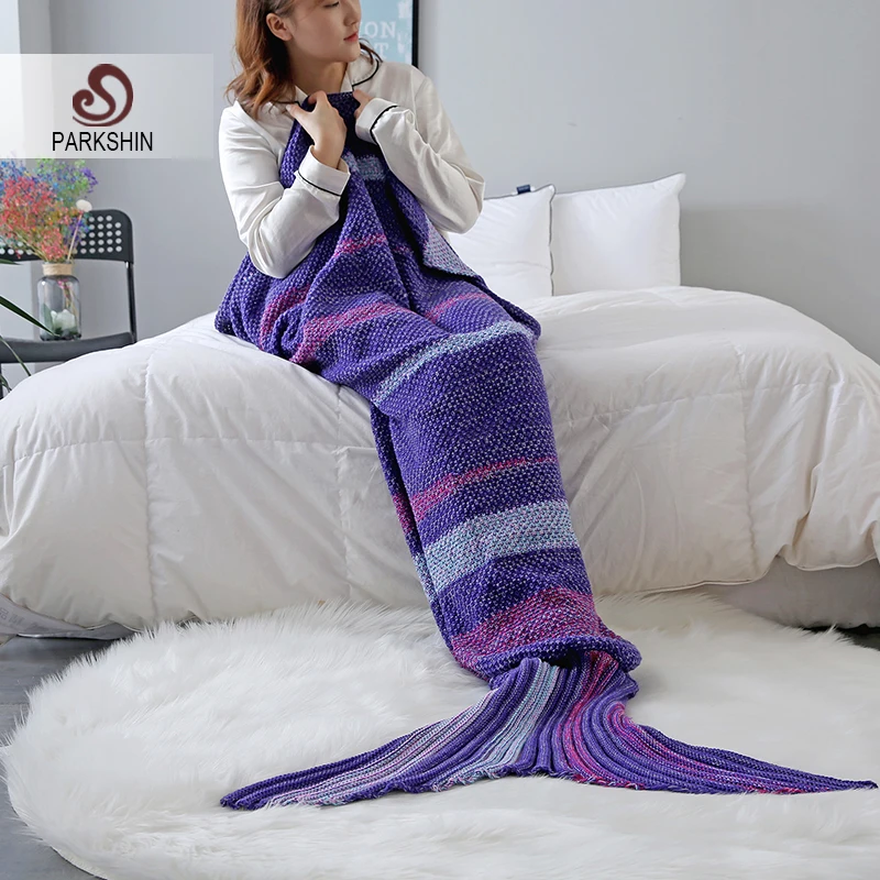 Parkshin Purple Strip Mermaid Throw Blanket Handmade Mermaid Tail Blanket for Adult Kid Multi Colors 2 Size Sofa Blanket
Parkshin Purple Strip Mermaid Throw Blanket Handmade Mermaid Tail Blanket for Adult Kid Multi Colors 2 Size Sofa Blanket