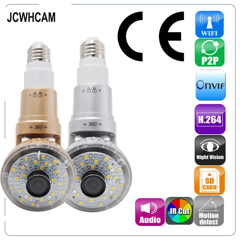 JCWHCAM светодиодный светильник теплый IP Wi Fi камера видеонаблюдения HD 960P