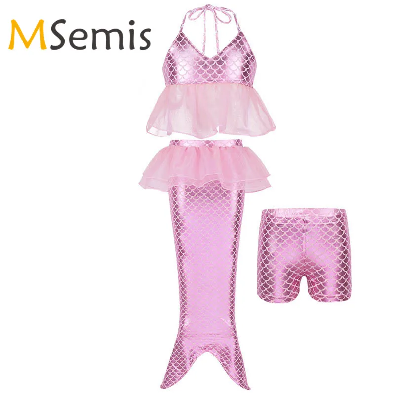 3Pcs Children's Gymnastic Swimsuit Kids Girls Mermaid Shiny Ruffled Halter Tops with Shorts Tail Bikini Swimsuit Bathing Suit
3Pcs Children's Gymnastic Swimsuit Kids Girls Mermaid Shiny Ruffled Halter Tops with Shorts Tail Bikini Swimsuit Bathing Suit