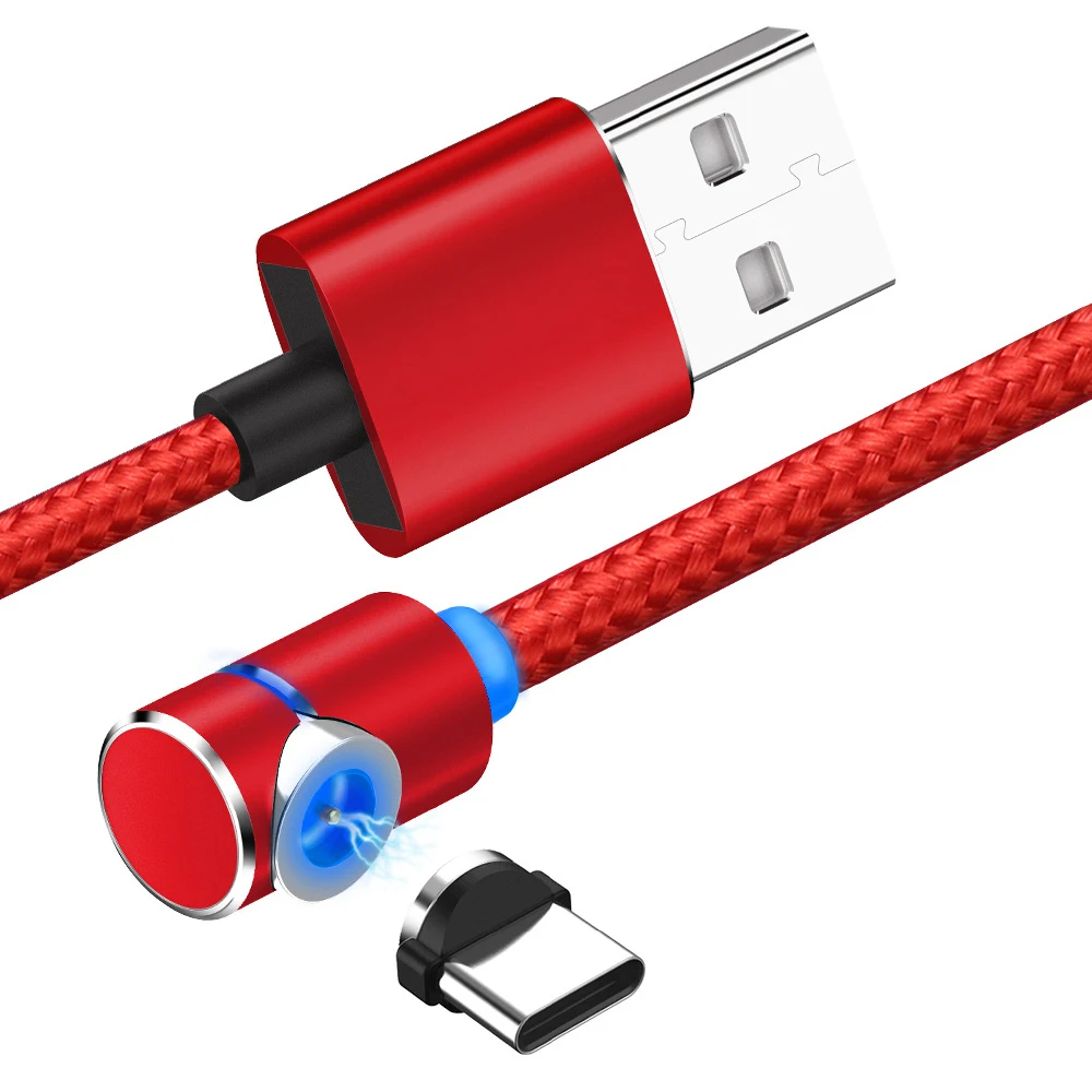 Magnetic Charging Type C Cable 90 Degree for Xiaomi Mi 8 A2 Lite Mobile Phone Android Fast Charger Samsung Galaxy Note S8 S9 | Мобильные