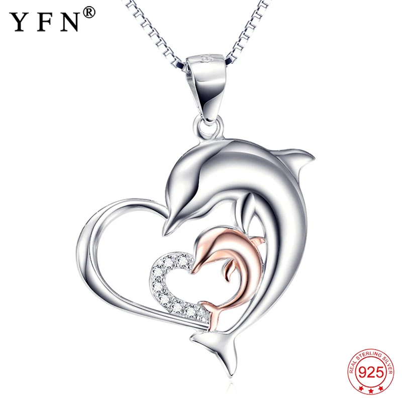 YFN Necklace 925 Sterling Silver Necklace Heart&Dolphin Pendant Necklaces Mother Baby Shower Gift Silver Chain Women 925 Jewelry
YFN Necklace 925 Sterling Silver Necklace Heart&Dolphin Pendant Necklaces Mother Baby Shower Gift Silver Chain Women 925 Jewelry