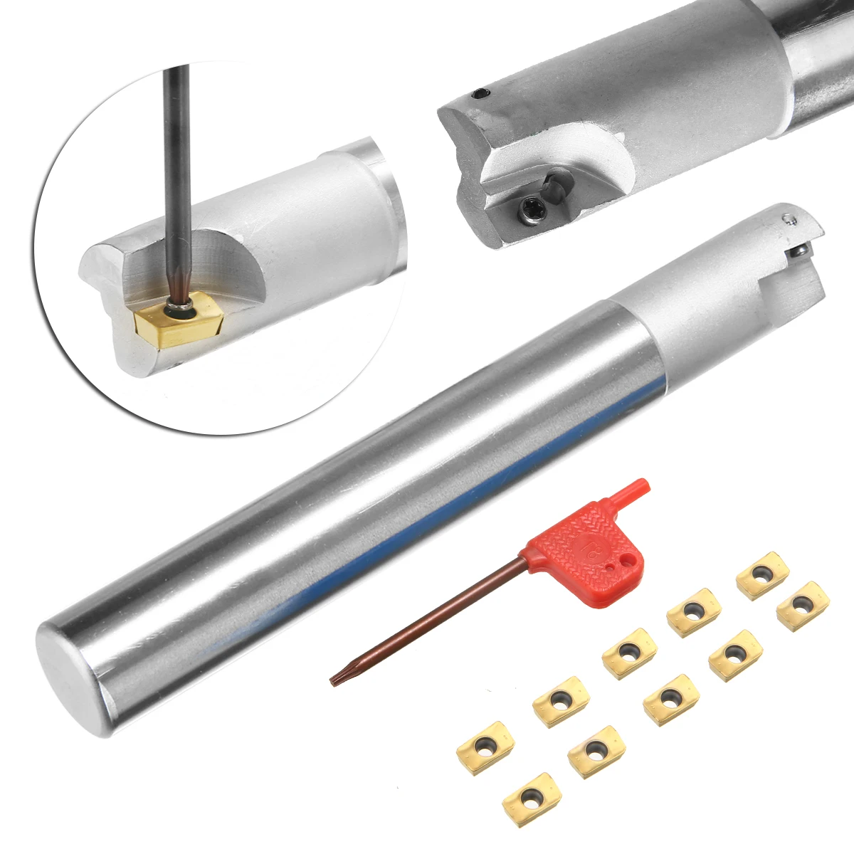 10pcs APMT1135PDERDP Inserts Golden Blades + 1pc BAP 300R C20-20-150 Indexable Milling Cutter + Wrench for Processing Machining
10pcs APMT1135PDERDP Inserts Golden Blades + 1pc BAP 300R C20-20-150 Indexable Milling Cutter + Wrench for Processing Machining