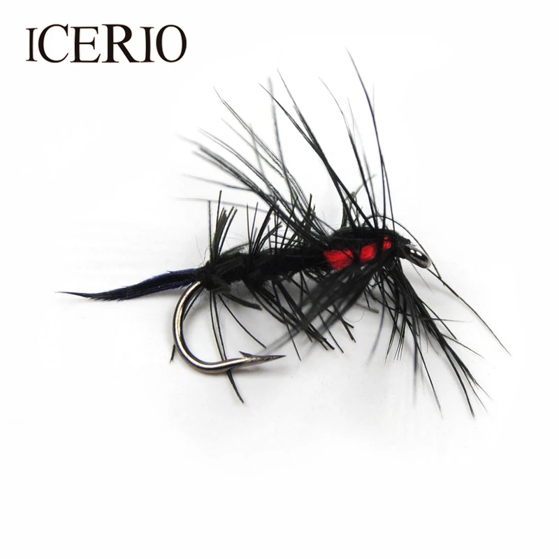 ICERIO 8 шт. #8 черный корпус Caddis Stonefly Bugger Fly рыболовные крючки в виде мухи для ловли