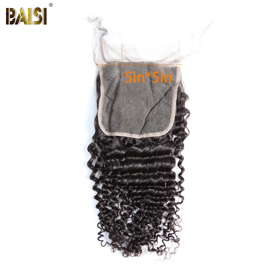 Перуанские вьющиеся волосы BAISI 5x5 светло коричневые швейцарские предварительно