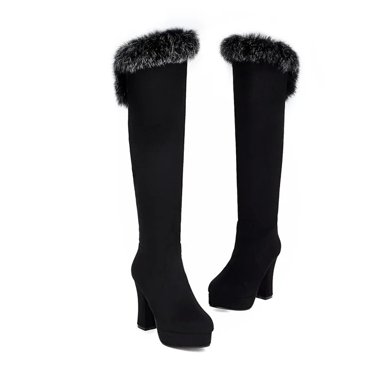 Женские высокие сапоги до колена, зимние теплые сапоги на толстой подошве, на платформе, большой размер 34-43, 2017 
Женские высокие сапоги до колена, зимние теплые сапоги на толстой подошве, на платформе, большой размер 34-43, 2017