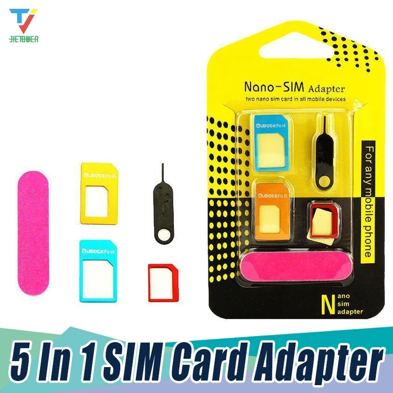 1000 компл./лот 5в1 адаптеры для карт Nano Sim + Обычная & Micro SIM стандартная карта и