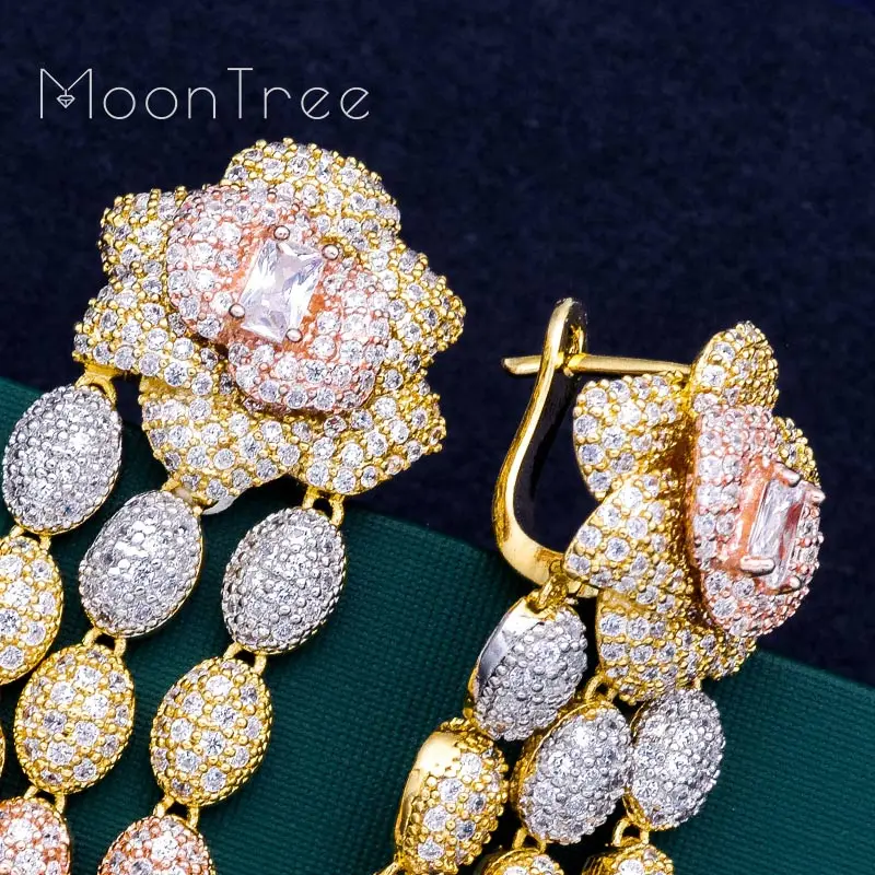 MoonTree Flower Floral Luxury Super AAA Cubic Zirconia 3 Tone Women Wedding Engagement Party Earring Fashion Jewelry
MoonTree Flower Floral Luxury Super AAA Cubic Zirconia 3 Tone Women Wedding Engagement Party Earring Fashion Jewelry