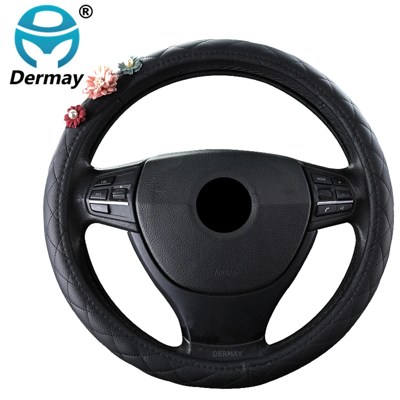 DERMAY Black Car Steering Wheel Cover with Cute Flower for Women Girls Size M Fit 14-15" Steering Wheel 95% Cars O and D Shape
DERMAY Black Car Steering Wheel Cover with Cute Flower for Women Girls Size M Fit 14-15" Steering Wheel 95% Cars O and D Shape