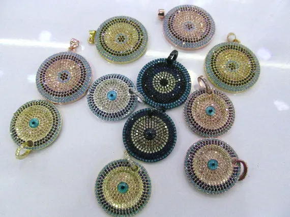 Handmade Eyes Micro Crystal Pave Diamond Pendant gunmetal Jewelry Focal Triangle Round Disc Evil Jewelry beads 18-28mm
Handmade Eyes Micro Crystal Pave Diamond Pendant gunmetal Jewelry Focal Triangle Round Disc Evil Jewelry beads 18-28mm