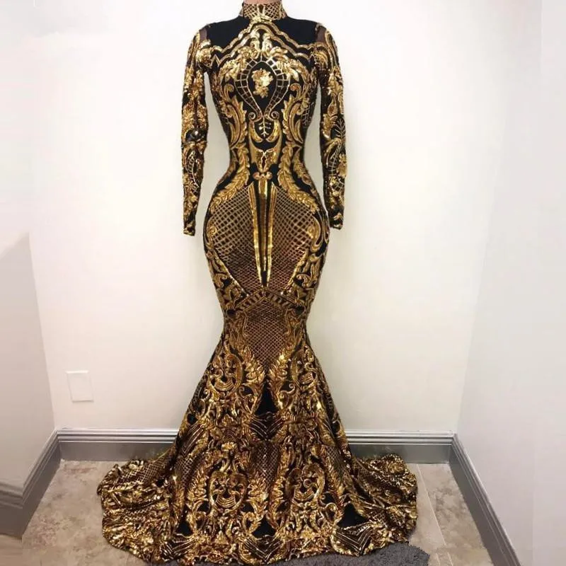 Gold and Black Sequined sparkly Long Sleeve Evening Dresses 2019 Floor Length Long mermaid high neck Party Dresses Women Prom
Gold and Black Sequined sparkly Long Sleeve Evening Dresses 2019 Floor Length Long mermaid high neck Party Dresses Women Prom