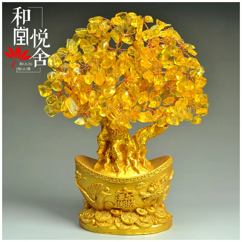 

ornaments homes shook the tree Qian Shu powder crystal ornaments bronze money tree Home Furnishing feng shui ornamentsroom Art