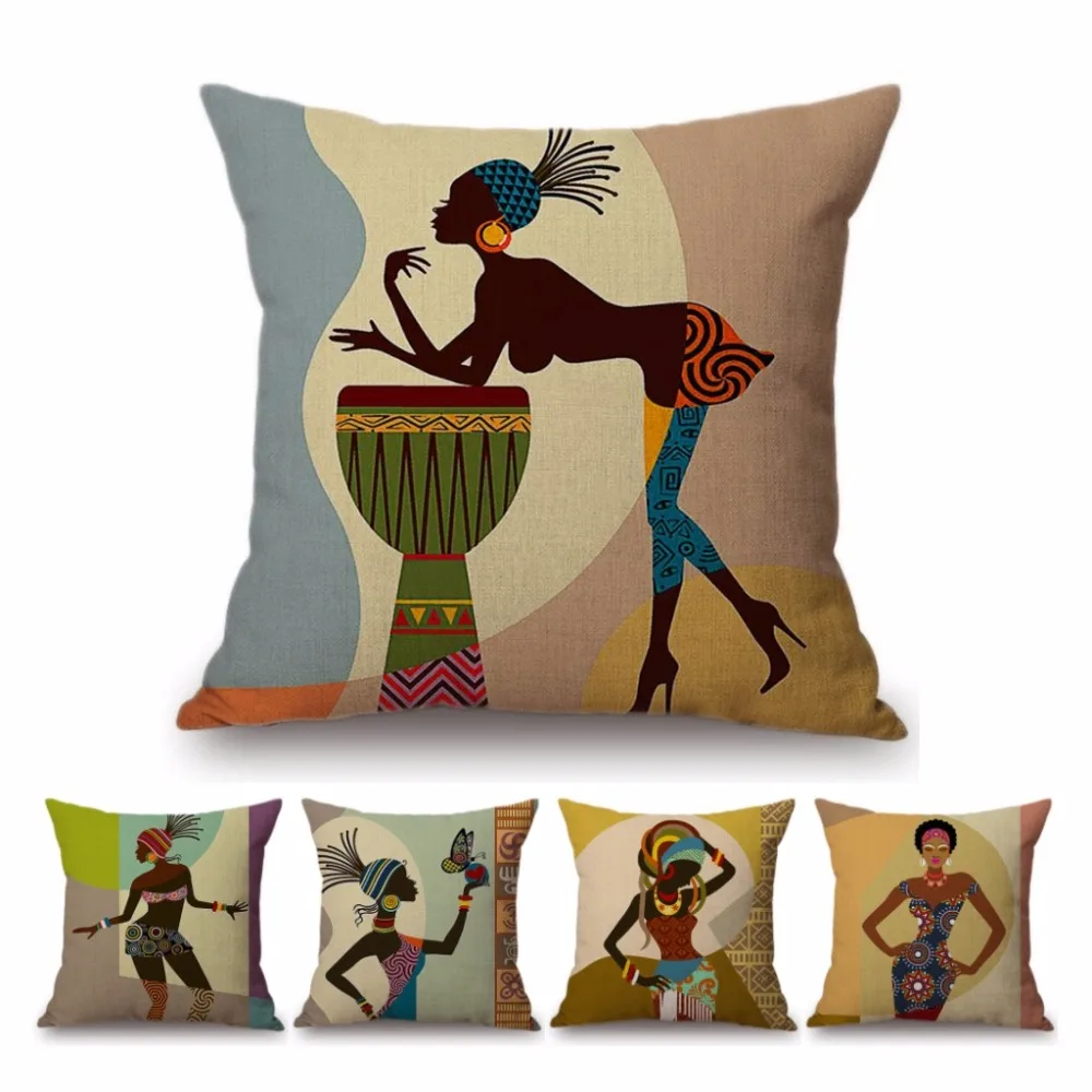 2018 Cartoon Fashion African Lady Sofa Decorative Pillows Cases Africa Symbols Modern Decoration Art Cotton Linen Cushion Cover
2018 Cartoon Fashion African Lady Sofa Decorative Pillows Cases Africa Symbols Modern Decoration Art Cotton Linen Cushion Cover