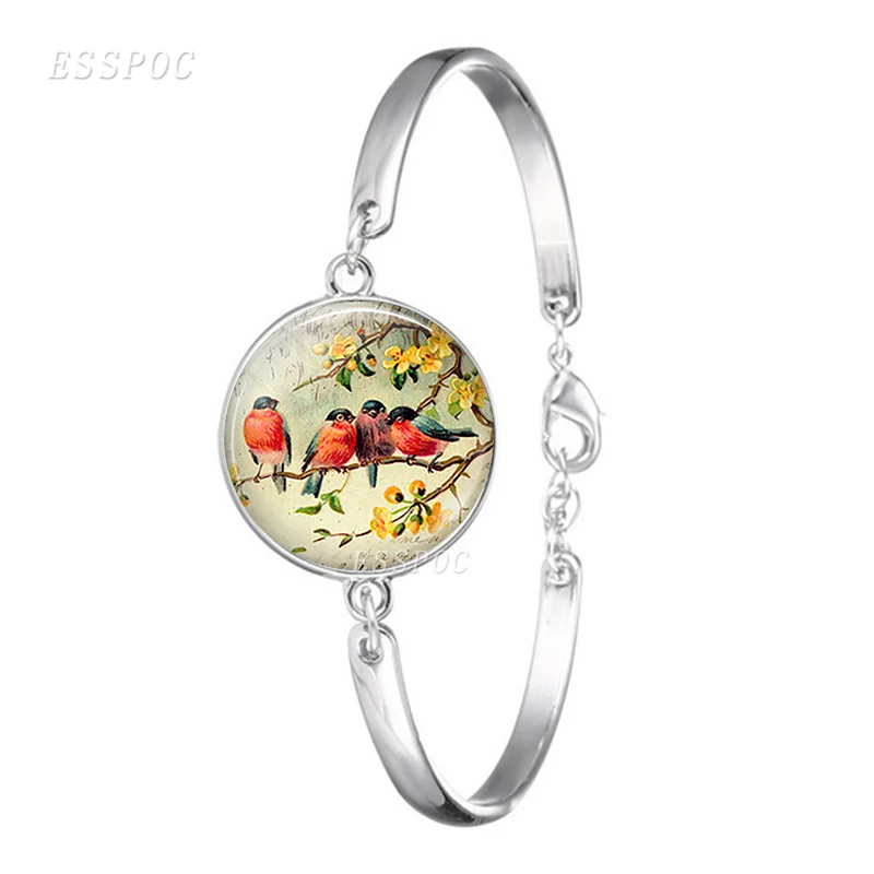 Women Glass Cabochon Robin Redbreast Bracelet Silver Plated Wrist Bangle Bird Pendant Fashion Jewelry Accessories
Women Glass Cabochon Robin Redbreast Bracelet Silver Plated Wrist Bangle Bird Pendant Fashion Jewelry Accessories