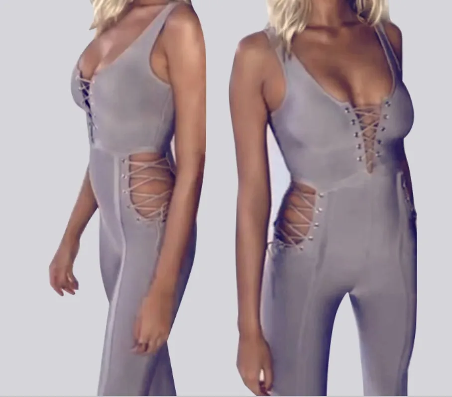 Newest Sexy Summer Women Bandage Jumpsuits Gray Slim Rayon Knitted V-Neck Strap Evening Club Bodycon Bandage Playsuits
Newest Sexy Summer Women Bandage Jumpsuits Gray Slim Rayon Knitted V-Neck Strap Evening Club Bodycon Bandage Playsuits