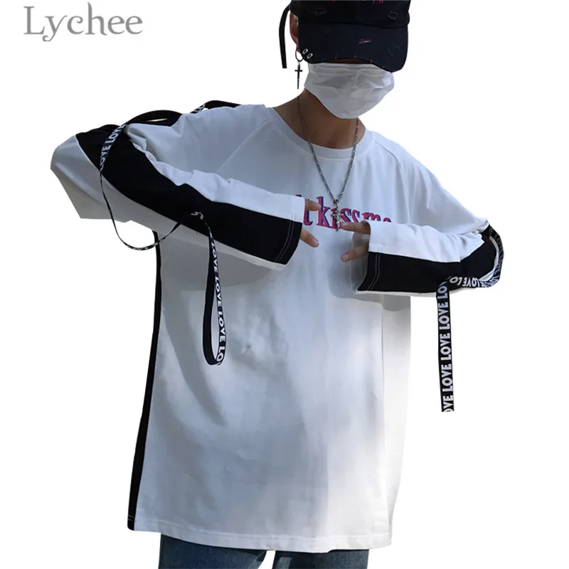 Lychee Harajuku Ribbon Patchwork Letter Print Women T-shirt O-neck Long Sleeve T Shirt Casual Loose Tee Top
Lychee Harajuku Ribbon Patchwork Letter Print Women T-shirt O-neck Long Sleeve T Shirt Casual Loose Tee Top