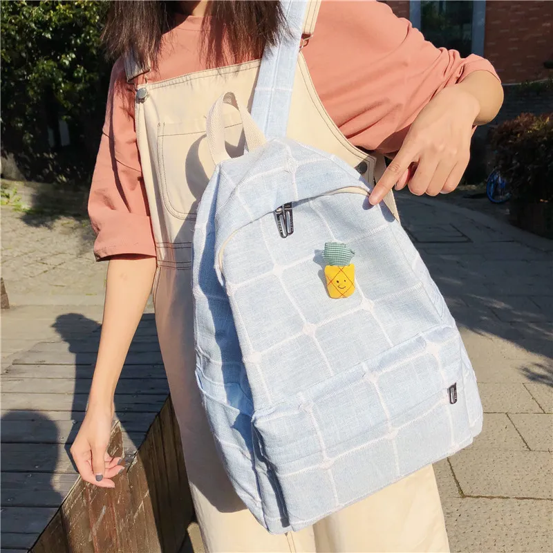 Japan Style Cotton Linen Backpack Women Plaid Bagpack For College Teenage Girl Blue/Pink Schoolbag Travel Tourist Shoulder Bag
Japan Style Cotton Linen Backpack Women Plaid Bagpack For College Teenage Girl Blue/Pink Schoolbag Travel Tourist Shoulder Bag