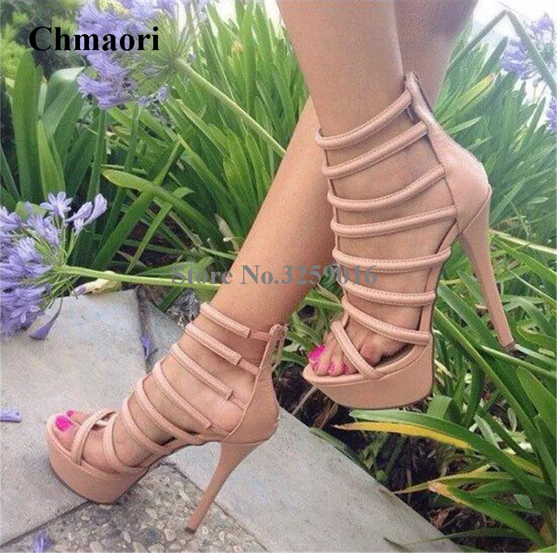 Women Sexy Nude Straps Design High Platform Sandals Back Zipper-up Stiletto Heel Super High Heel Sandals Formal Dress Shoes
Women Sexy Nude Straps Design High Platform Sandals Back Zipper-up Stiletto Heel Super High Heel Sandals Formal Dress Shoes