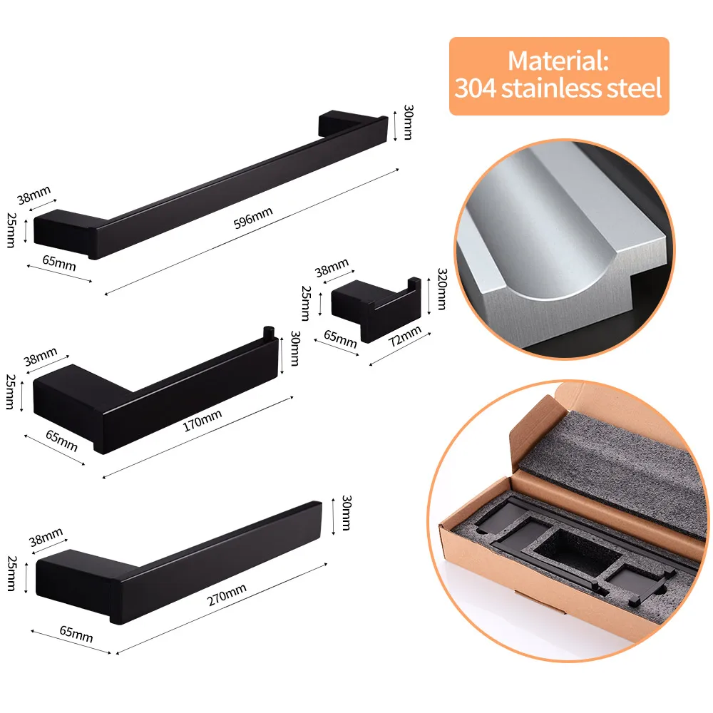 Black Bathroom Hardware Set Robe Hook Towel Rail Bar Rack Bar Shelf Tissue Paper Holder Toothbrush Holder Bathroom Accessories
Black Bathroom Hardware Set Robe Hook Towel Rail Bar Rack Bar Shelf Tissue Paper Holder Toothbrush Holder Bathroom Accessories