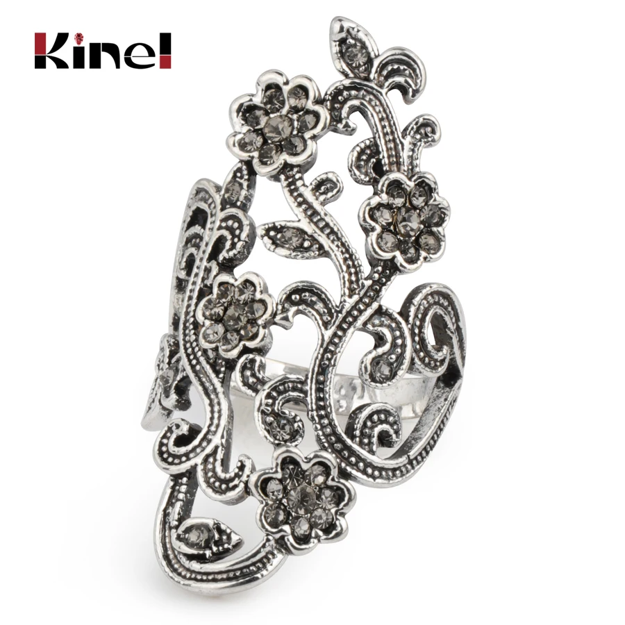 Kinel Graceful Antique Tibetan Silver Crystal Flower Rings For Women Vintage Jewelry Gray Crystal Big Ring Party Accessories
Kinel Graceful Antique Tibetan Silver Crystal Flower Rings For Women Vintage Jewelry Gray Crystal Big Ring Party Accessories