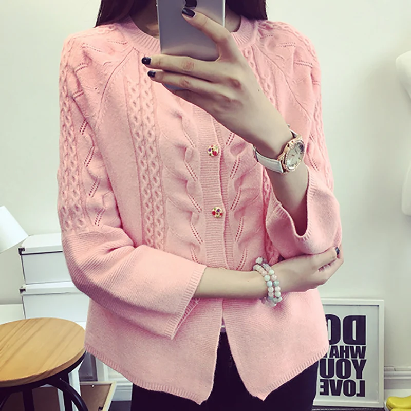 women pink short cardigans sweater 
women pink short cardigans sweater