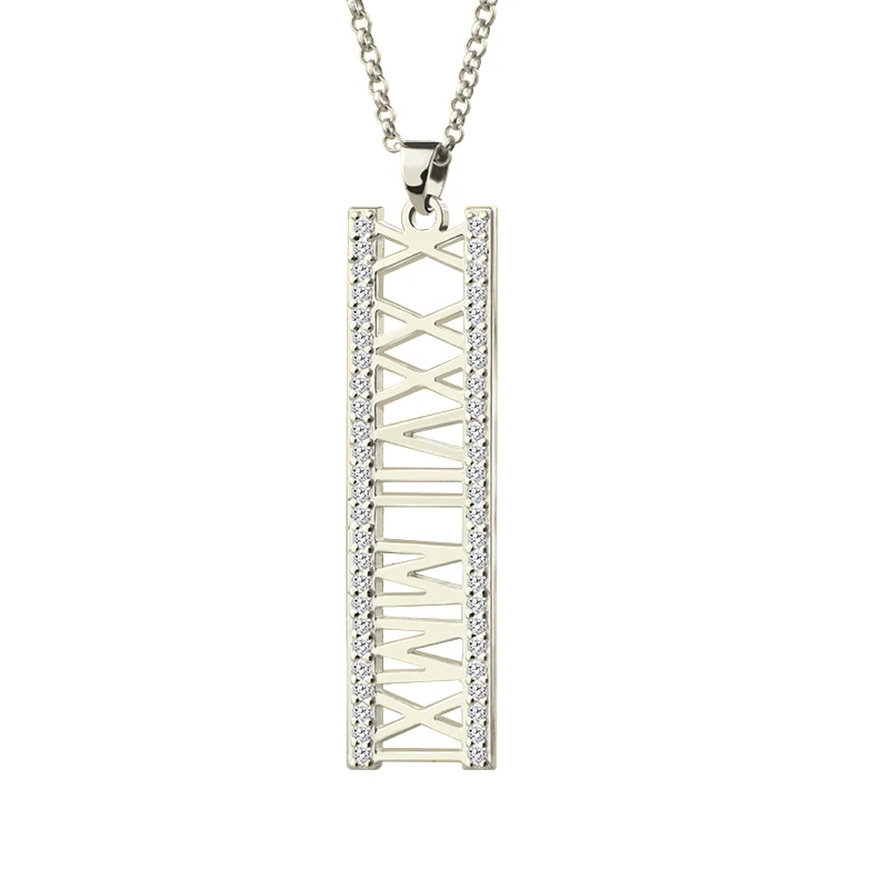 AILIN Vertical Roman Numeral Necklace Silver Birthstone Anniversary Date Necklace Cut Out Roman Numeral Jewelry Wedding Gift
AILIN Vertical Roman Numeral Necklace Silver Birthstone Anniversary Date Necklace Cut Out Roman Numeral Jewelry Wedding Gift