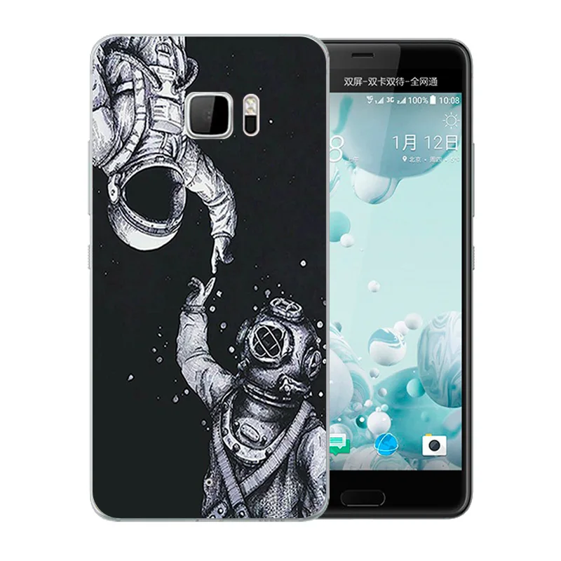 5.7 inch For HTC U Ultra Phone Case High Quality Space Moon Pattern Back Cover Transparent Silicone Cartoon Full Protector Shell |