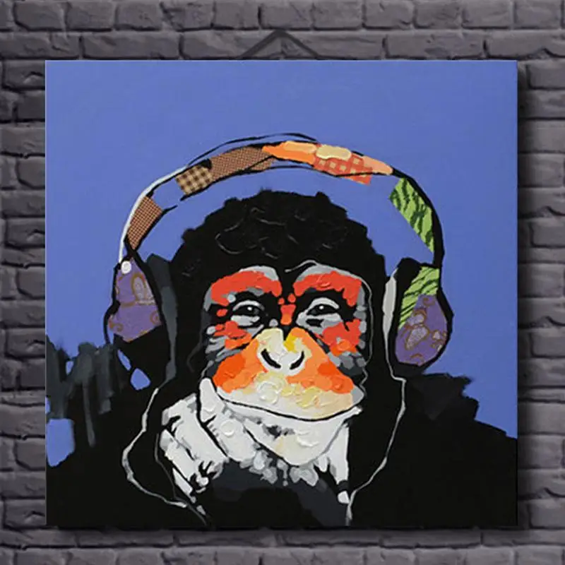Modern Hand Painted Abstract Animal Monkey Oil Painting on Canvas Gorilla Listen Music Wall Art for Living Room Decoration
Modern Hand Painted Abstract Animal Monkey Oil Painting on Canvas Gorilla Listen Music Wall Art for Living Room Decoration