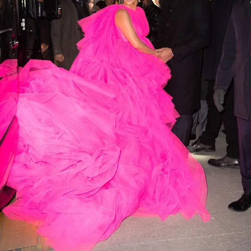 Hot Pink Gowns Party Hi Low Prom Gown Custom Made Long Formal Dresses robe de soiree Elegant Formal Gowns With Train
Hot Pink Gowns Party Hi Low Prom Gown Custom Made Long Formal Dresses robe de soiree Elegant Formal Gowns With Train