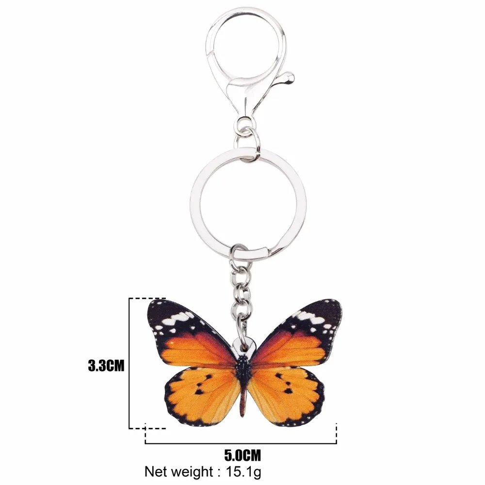 WEVENI Acrylic Cheap Jewelry Danaus Chrysippus Butterfly Holder For Women Girl Bag Party Car Key Charms Keychains GIFT | Украшения и