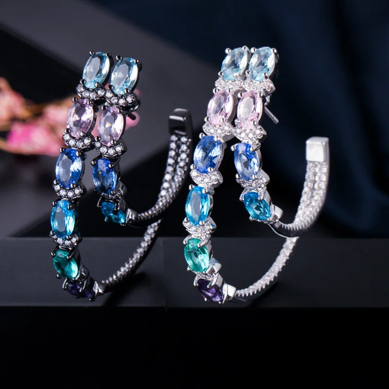 ThreeGraces New Fashion Bohemian Multicolor Cubic Zirconia Large Double Hoop Earrings for Women Party Jewelry Accesories E1319
ThreeGraces New Fashion Bohemian Multicolor Cubic Zirconia Large Double Hoop Earrings for Women Party Jewelry Accesories E1319