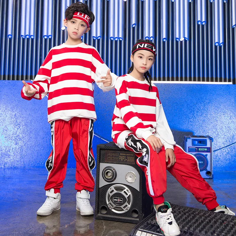 Korean Style Long Sleeves Red White Stripe Sweatshirt Children Street Dance Suit Kids Boys Girls Jazz Hip Hop Costumes Clothes
Korean Style Long Sleeves Red White Stripe Sweatshirt Children Street Dance Suit Kids Boys Girls Jazz Hip Hop Costumes Clothes