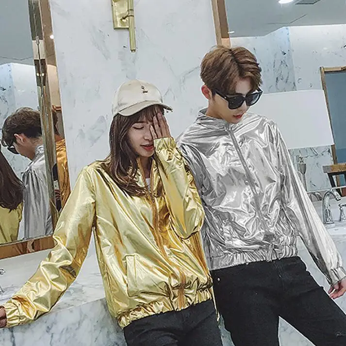 Gold jacket men casual clothes Rock Hip hop Couple Hot stamping Silver Standing collar casaco masculino mens jackets and coats
Gold jacket men casual clothes Rock Hip hop Couple Hot stamping Silver Standing collar casaco masculino mens jackets and coats