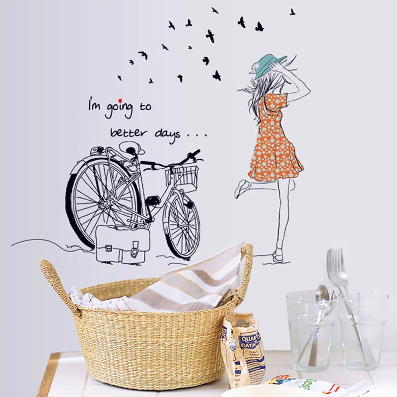 Romance cycling girl wall sticker PVC Material waterproof art wall decals For Children's room bedroom wall decor stickers
Romance cycling girl wall sticker PVC Material waterproof art wall decals For Children's room bedroom wall decor stickers