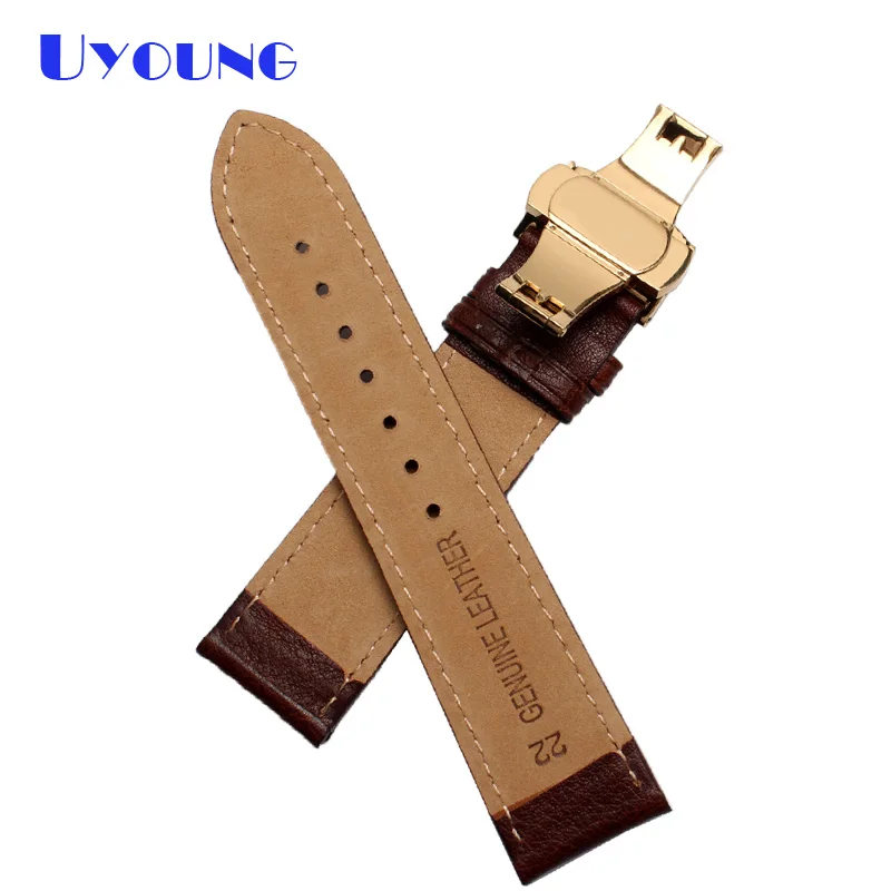 18mm 20mm 22mm 24mm Quality Genuine Leather Watchband mens leather bracelet accessories black watch belt | Наручные часы