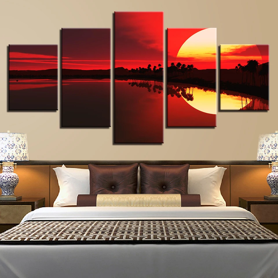 Decoration Modern Prints Wall Art 5 Pieces Red Sky Lake Forest Sunset Scenery Paintings Poster Framework Modular Pictures Canvas
Decoration Modern Prints Wall Art 5 Pieces Red Sky Lake Forest Sunset Scenery Paintings Poster Framework Modular Pictures Canvas