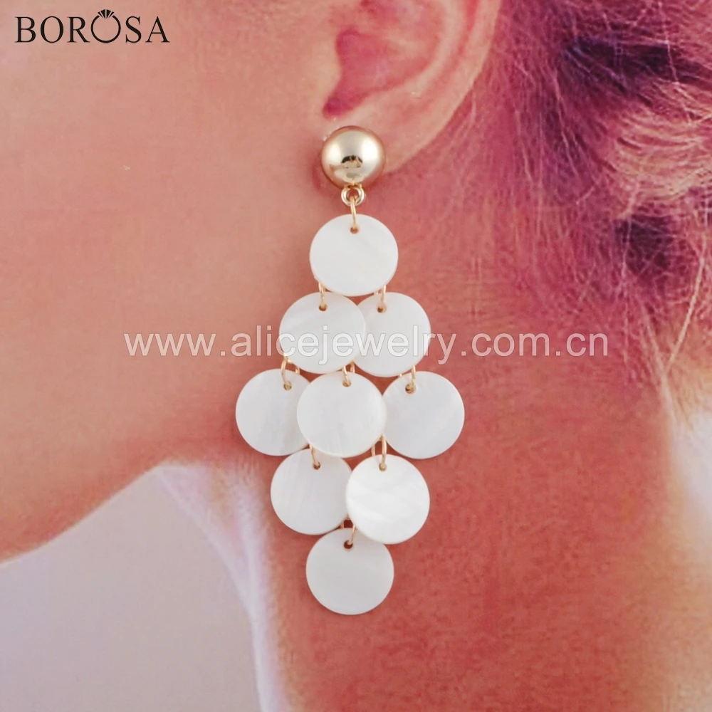 BOROSA 5Pairs Teardrop & Round Shape Natural White Shell Drop Earring Shell Slice Lady Jewelry in Gold for Wholesale WX1082
BOROSA 5Pairs Teardrop & Round Shape Natural White Shell Drop Earring Shell Slice Lady Jewelry in Gold for Wholesale WX1082