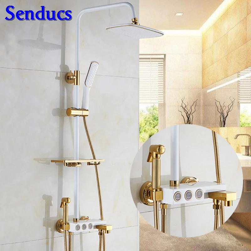 Senducs White Gold Bath Shower Set with Qualtiy Brass Bathroom Bidet ABS Hand Shower Water Saving White Gold Shower Set
Senducs White Gold Bath Shower Set with Qualtiy Brass Bathroom Bidet ABS Hand Shower Water Saving White Gold Shower Set
