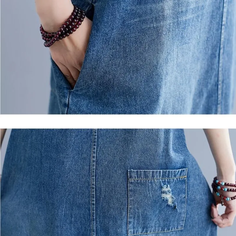 #0406 Overalls Suspender Denim Dress Women Loose Plus Size Backless Spaghetti Strap Jeans Dress Female Vestidos Casual Summer
#0406 Overalls Suspender Denim Dress Women Loose Plus Size Backless Spaghetti Strap Jeans Dress Female Vestidos Casual Summer