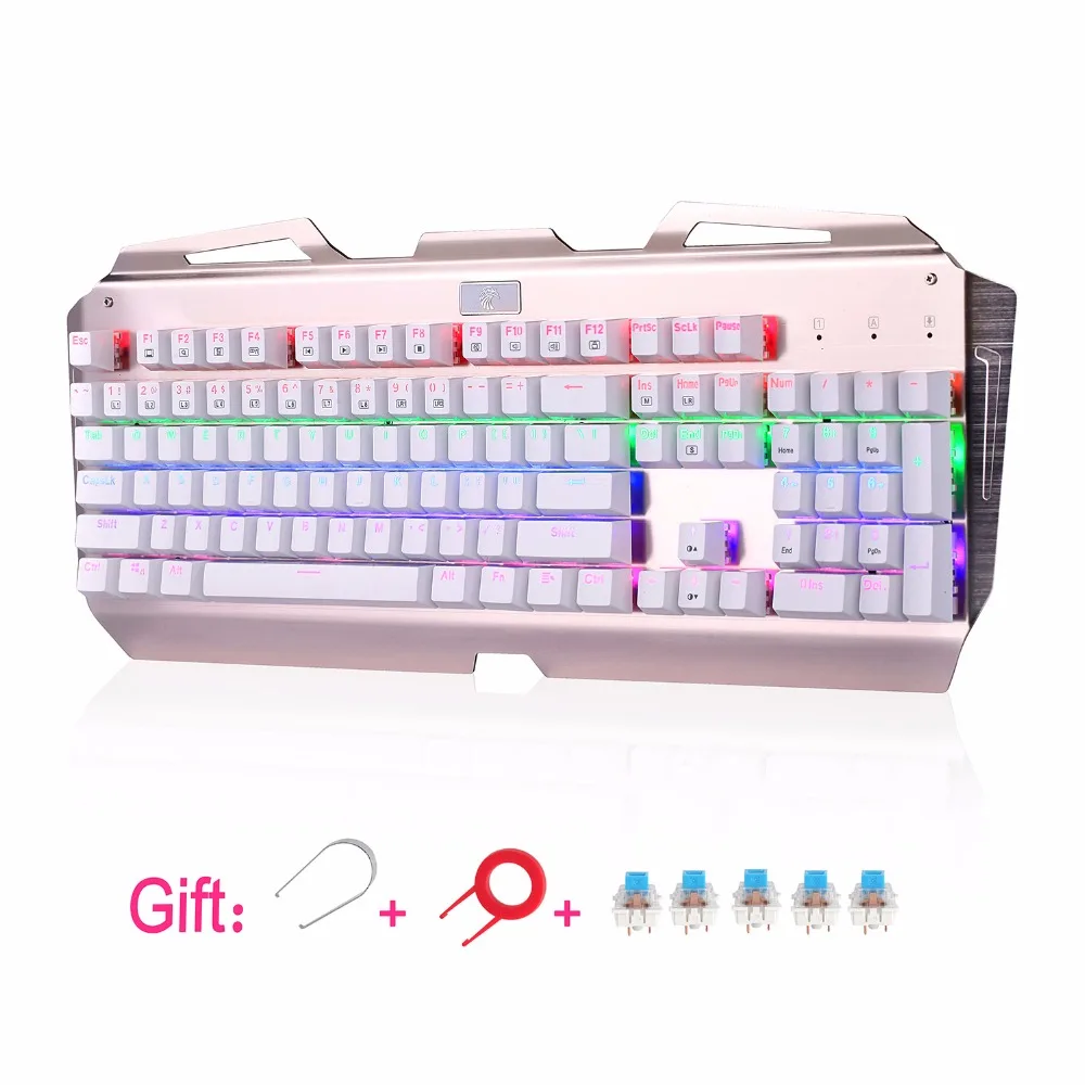 Mechanical Gaming Keyboard LED Backlit Aluminum Plate Clicky Switches 104 Keys Gamer Keyboard Anti-Ghosting ,White Gold X7000
Mechanical Gaming Keyboard LED Backlit Aluminum Plate Clicky Switches 104 Keys Gamer Keyboard Anti-Ghosting ,White Gold X7000