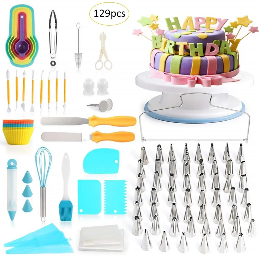 129 Piece Cake Decorating Supplies Turntable Piping Tip Nozzle Pastry Bag Set DIY Cake Baking Tool
129 Piece Cake Decorating Supplies Turntable Piping Tip Nozzle Pastry Bag Set DIY Cake Baking Tool