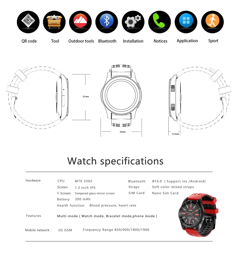 Smart Watch GPS Men Smartwatch Bluetooth 4.0 Support SIM TF Card Heart Rate Monitor Sport Smart Watch Andorid IOS for Adult
Smart Watch GPS Men Smartwatch Bluetooth 4.0 Support SIM TF Card Heart Rate Monitor Sport Smart Watch Andorid IOS for Adult