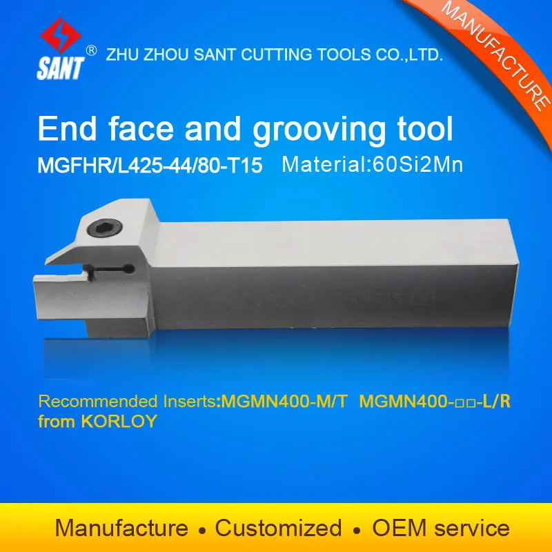 Zhuzhou Sant cnc cutting tools Grooving tool holder MGFHL425-44-80-T15 with Korloy inserts MGMN400-M selling hot in abroad
Zhuzhou Sant cnc cutting tools Grooving tool holder MGFHL425-44-80-T15 with Korloy inserts MGMN400-M selling hot in abroad