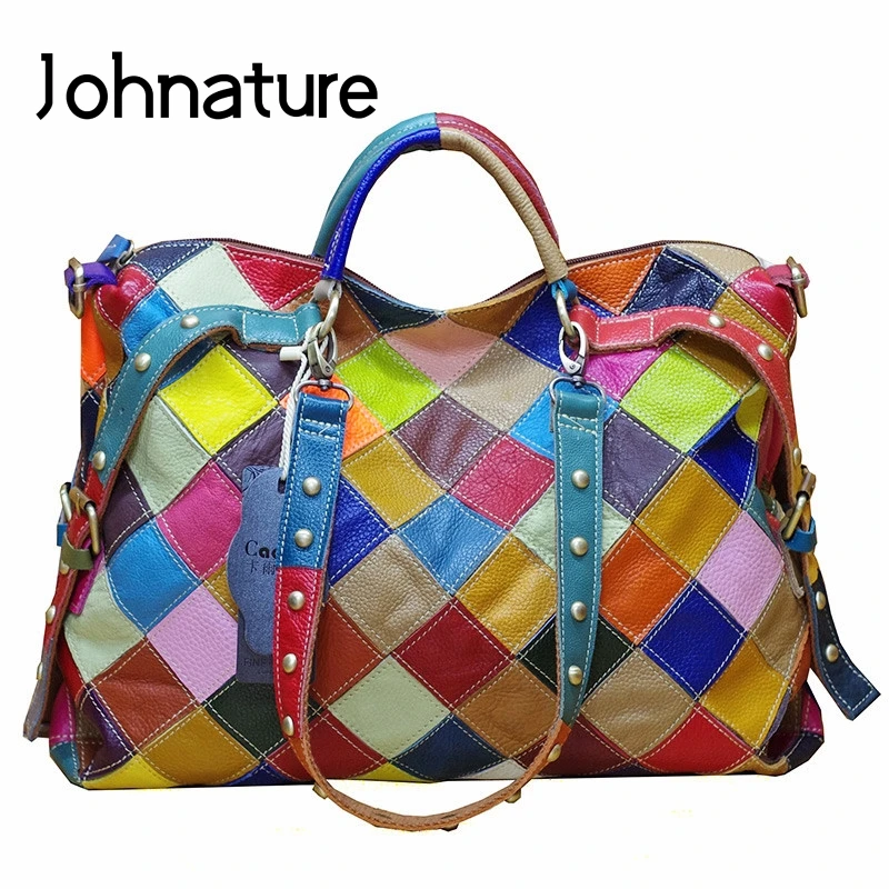 Johnature Genuine Leather Colourful Panelled Fashion Women Handbag 2021 New Cowhide Casual Tote Large Capacity Shoulder Bags
Johnature Genuine Leather Colourful Panelled Fashion Women Handbag 2021 New Cowhide Casual Tote Large Capacity Shoulder Bags