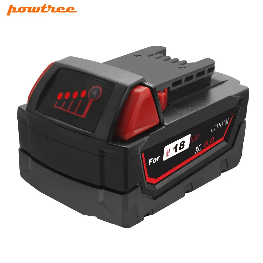 Powtree для Milwaukee 6000mAh 18V M18 электроинструменты, литий-ионная батарея для замены 48-11-1840 48-11-1815 48-11-1850 48-11-1811 L50
Powtree для Milwaukee 6000mAh 18V M18 электроинструменты, литий-ионная батарея для замены 48-11-1840 48-11-1815 48-11-1850 48-11-1811 L50