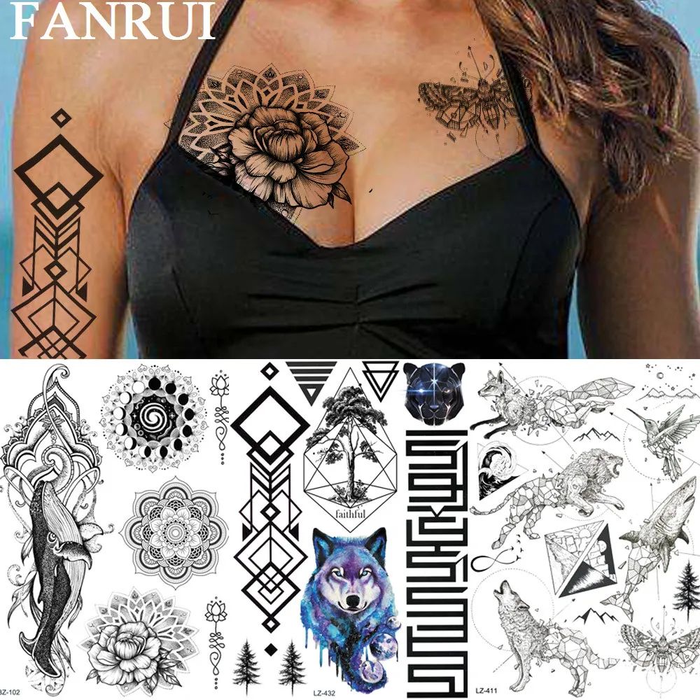 FANRUI Women Mehndi Rose Flower Temporary Tattoos For Girls Whale Sticker Custom Tattoo Black Henna Fake Tatoos Body Art Sexy
FANRUI Women Mehndi Rose Flower Temporary Tattoos For Girls Whale Sticker Custom Tattoo Black Henna Fake Tatoos Body Art Sexy