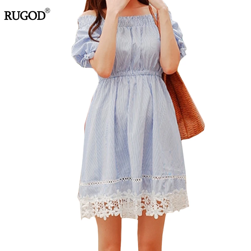 Rugod платье 2017 Boho Летнее Платье Женщины Сексуальное С Плеча Туника Пляж Бальные