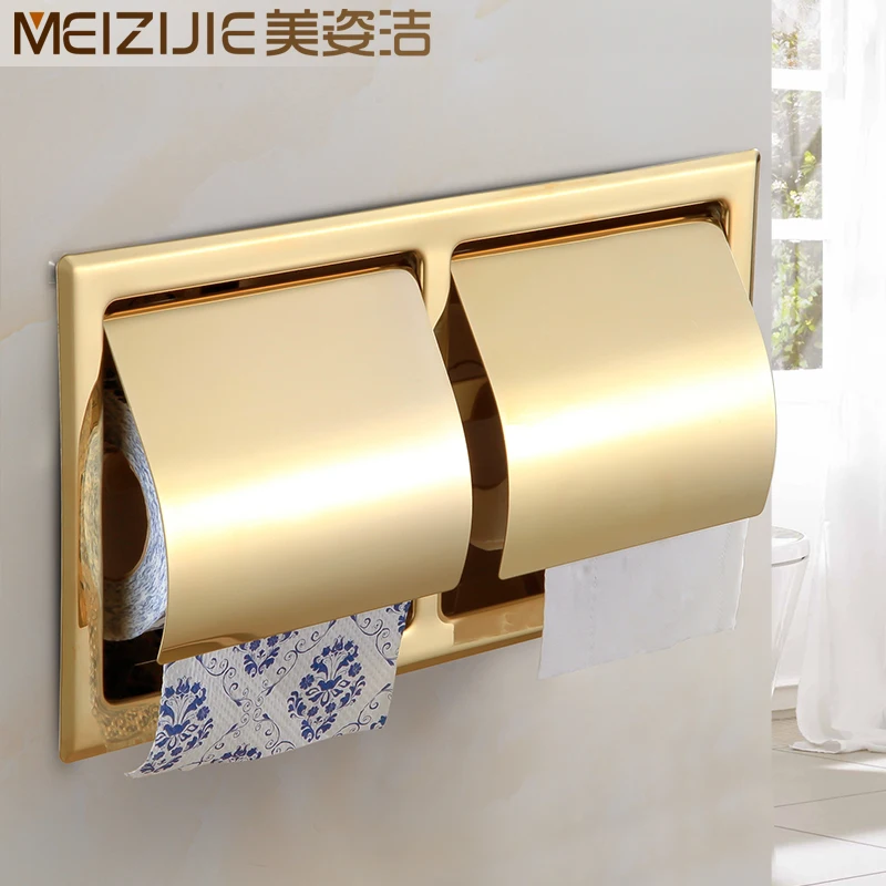 Gold 304 Stainless Steel Toilet Paper Holder Polished Wall Mounted Concealed Bathroom Roll Paper Box Waterproof
Gold 304 Stainless Steel Toilet Paper Holder Polished Wall Mounted Concealed Bathroom Roll Paper Box Waterproof